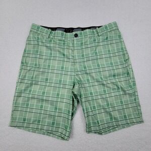 Nike Golf Flex‎ Shorts Mens 36 Neptune Green Plaid Stretch Poly Blend CI9803-370